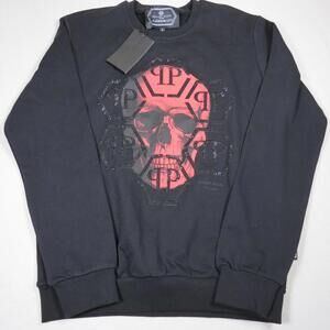 PHILIPP PLEIN Mens Platinum Cut Sweatshirt Red Skull Bling Size XL READ